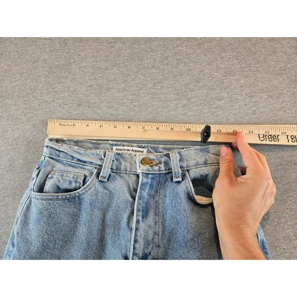 American Apparel Jeans Womens 26 Light Wash Relaxed Fit‎ Mushrooms Cactus Fray - Picture 3 of 14